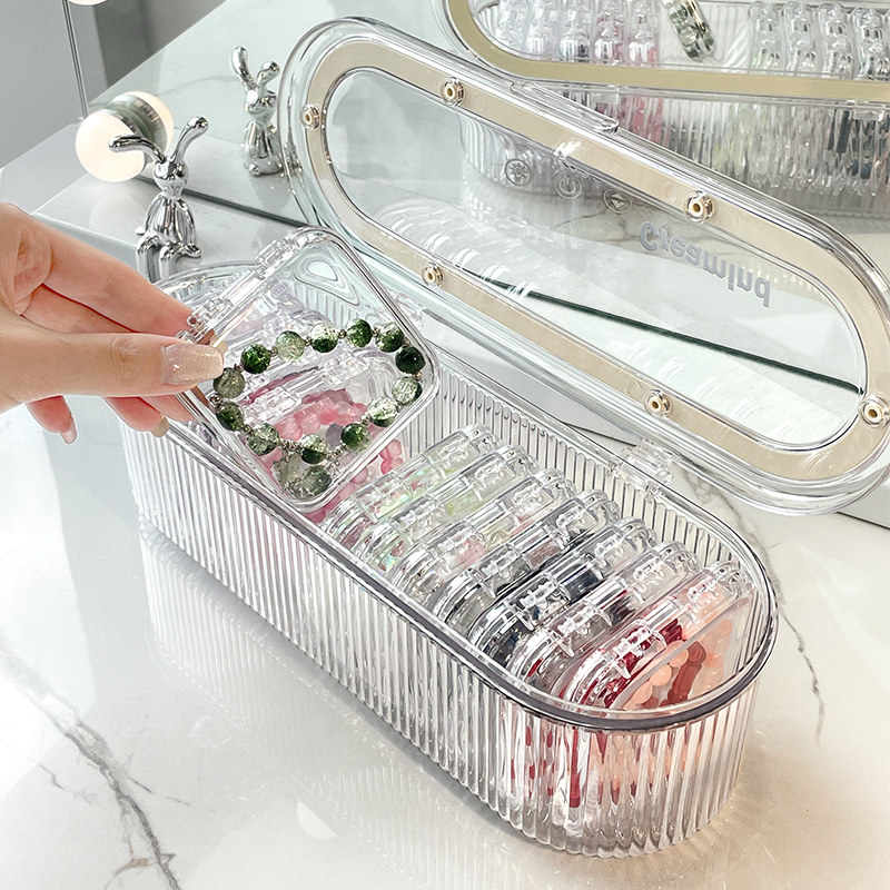 速发手串收纳盒透明亚克力水晶串珠手镯专用密手饰氧化便携封链首