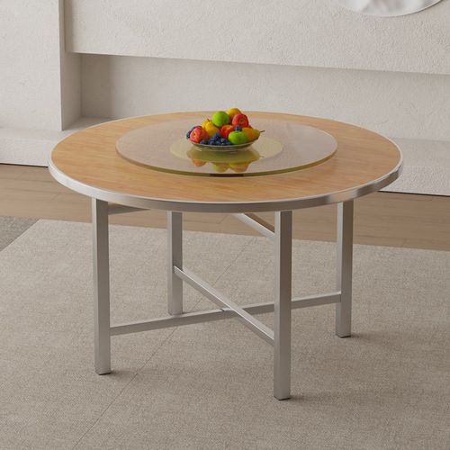 速发加厚实木大圆桌带转盘餐桌家用15人10人酒店饭店桌厅餐面板加