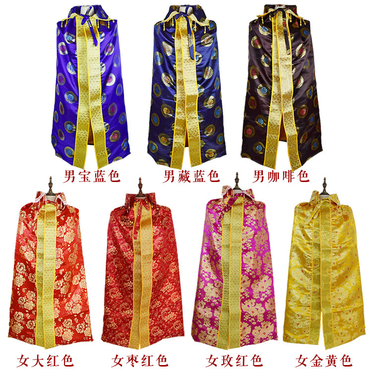 速发披葬用品祭祀款斗篷白丝织锦面料真事送老衣寿衣殡风