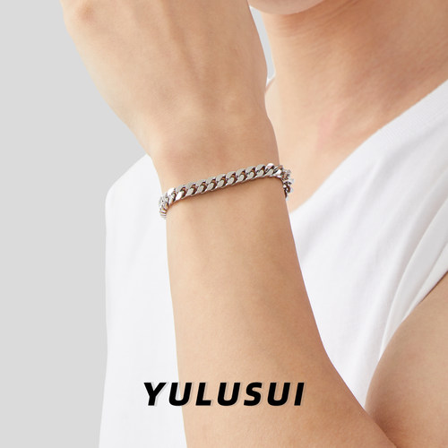 YULUSUI钛钢不掉色素古巴链手链男潮高级感原创设计甜酷欧美配饰