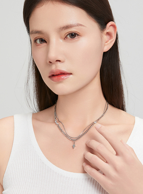 闪锆精致水滴流苏锁骨链