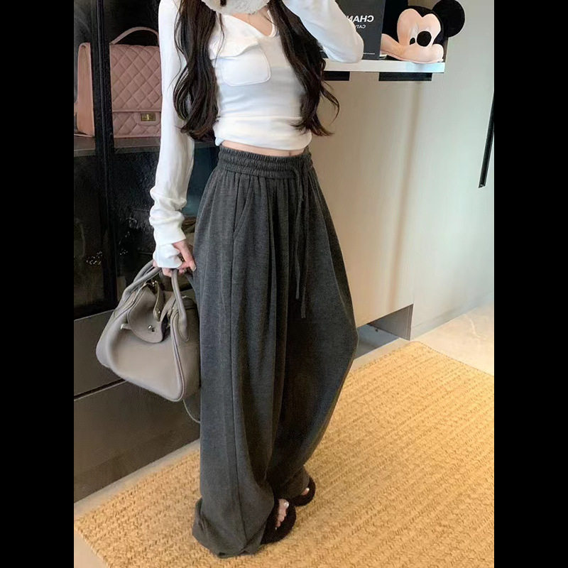 嘎嘎显瘦长裤 09094C 胖mm秋日软绵绵高腰显瘦休闲垂感拖地裤子