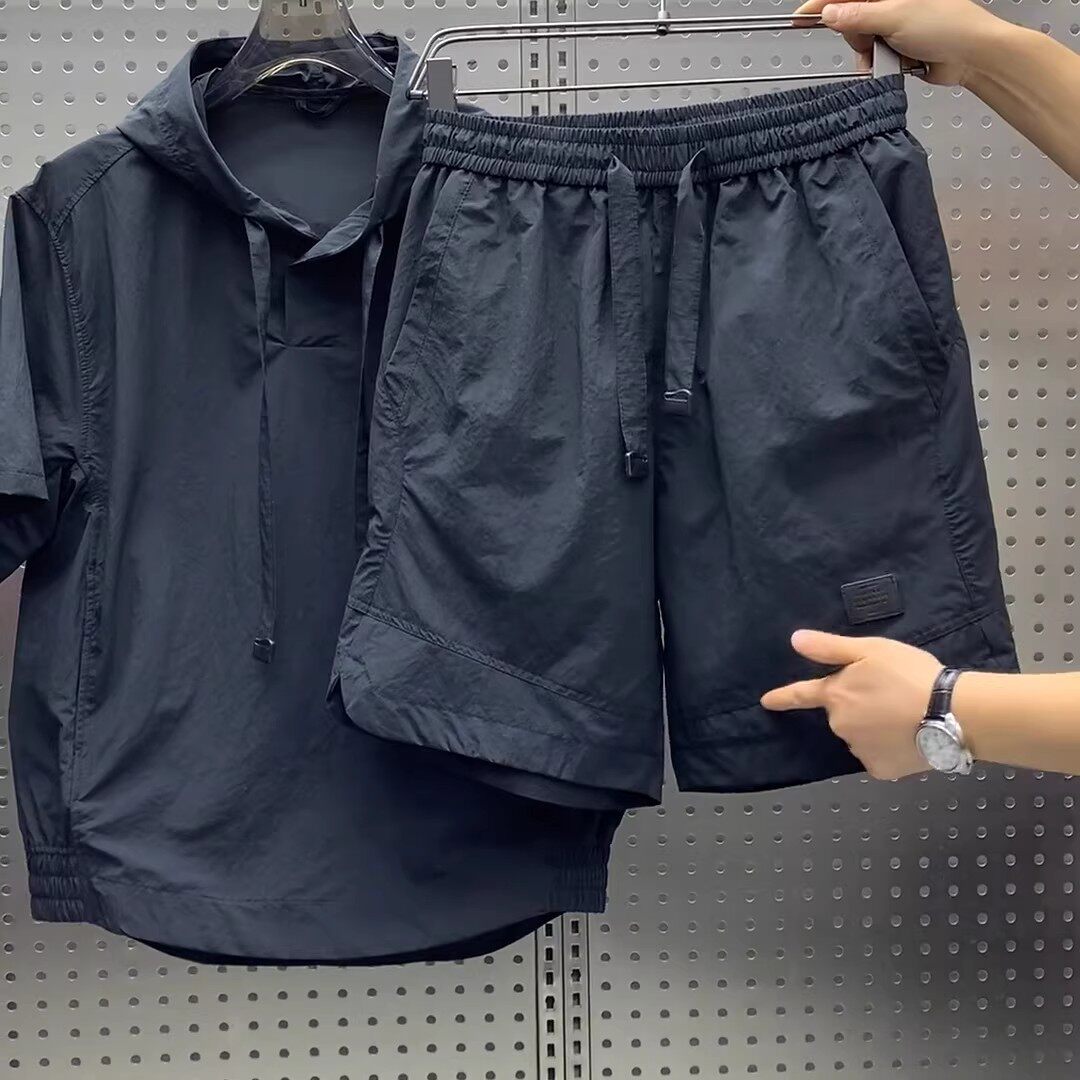 运动服套装男夏季短袖T恤篮球衣休闲短裤两件套韩版潮流2026