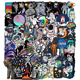 50张防水宇航员航天站卡通贴画月球火箭宇宙拉杆箱笔记本水杯贴纸