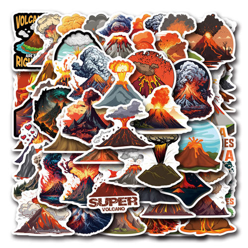 55张Volcano卡通火山口涂鸦贴纸