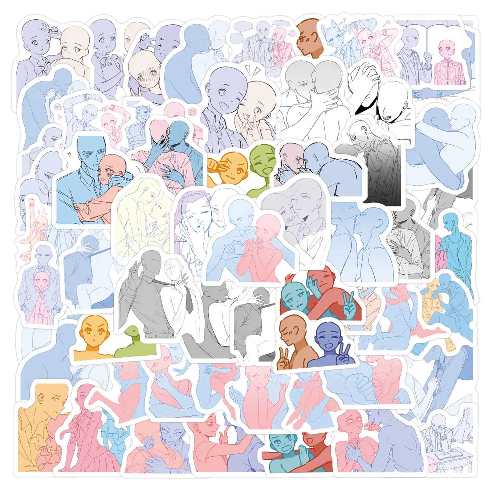 105张双人CP线稿涂鸦贴纸