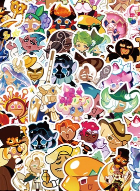 50张可爱卡通形象Cookie Run Kingdom手账贴纸文具头盔行李箱笔记