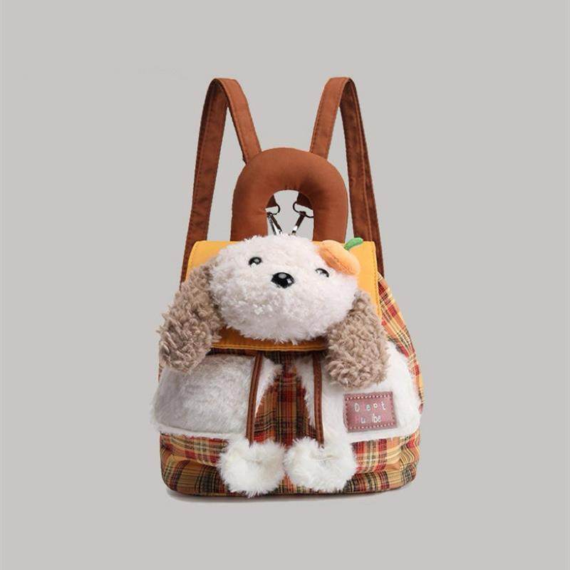 新款少女心可爱双肩包毛绒小狗背包女学生百搭通勤小书包生日礼物