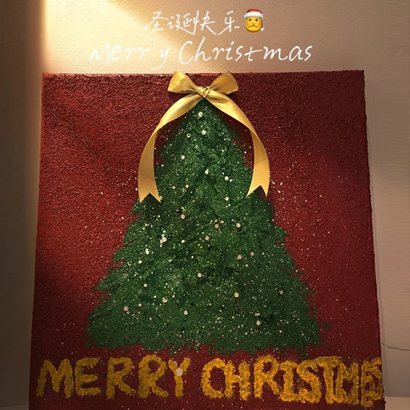 速发圣诞节肌理画材料包石英砂丙烯立体数字油画圣诞树手工装饰画图片