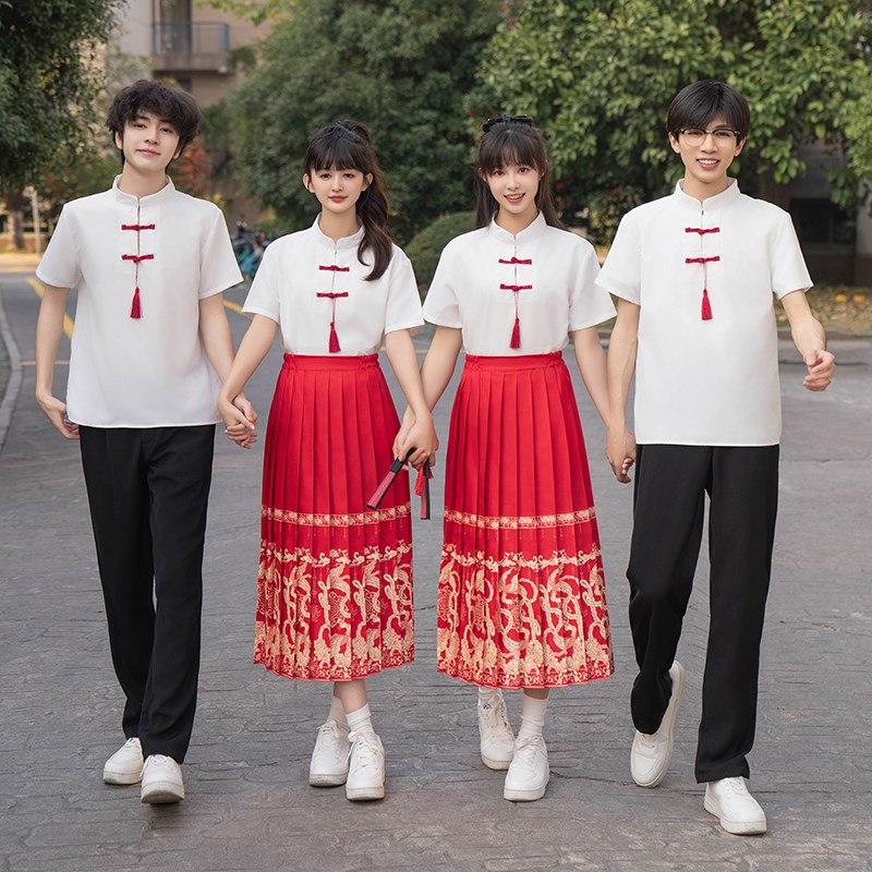 速发古风汉装班服套服初生生红歌比赛朗诵合唱演出服高中学中毕业