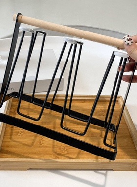 速发高杯值风白色铁艺杯架木柄挂物架收纳置架水颜沥水架简约家用