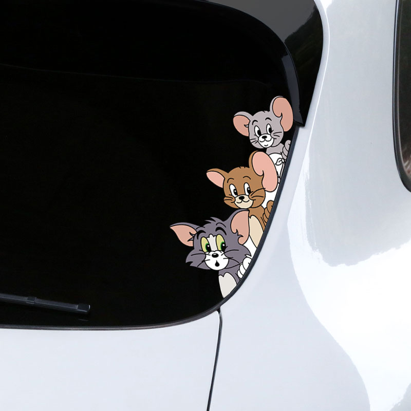 汽车贴纸猫和老鼠车窗后挡车门