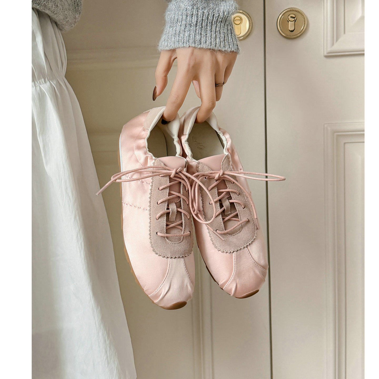 芭蕾德训鞋女2026春夏系带平底休闲鞋软底韩版单鞋休闲阿甘鞋粉色,女鞋,德训鞋,淘宝优惠券,粉丝福利购,淘宝优惠卷