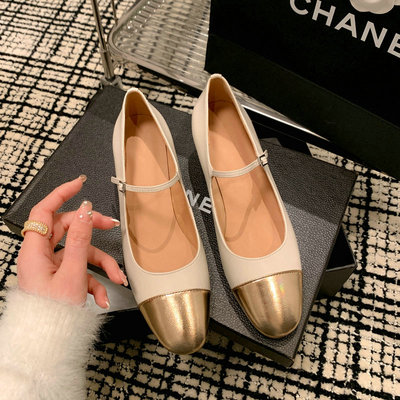 SHERO牧野玛丽珍鞋法式拼色银色