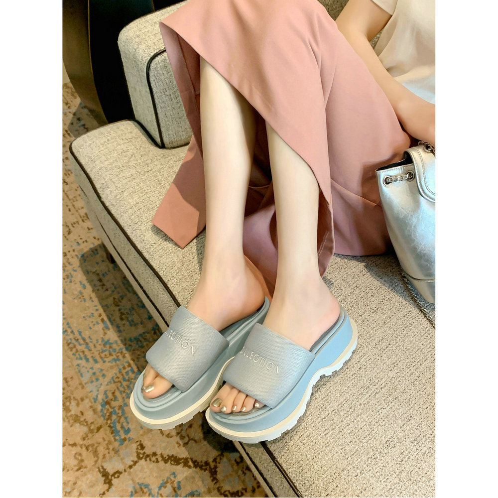 松糕网红字母增高凉拖鞋