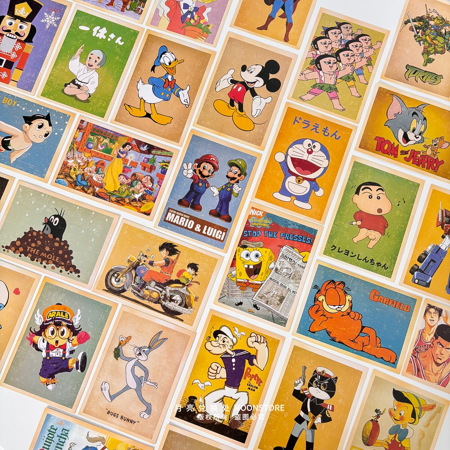 ins复古卡通明信片冰箱贴装饰