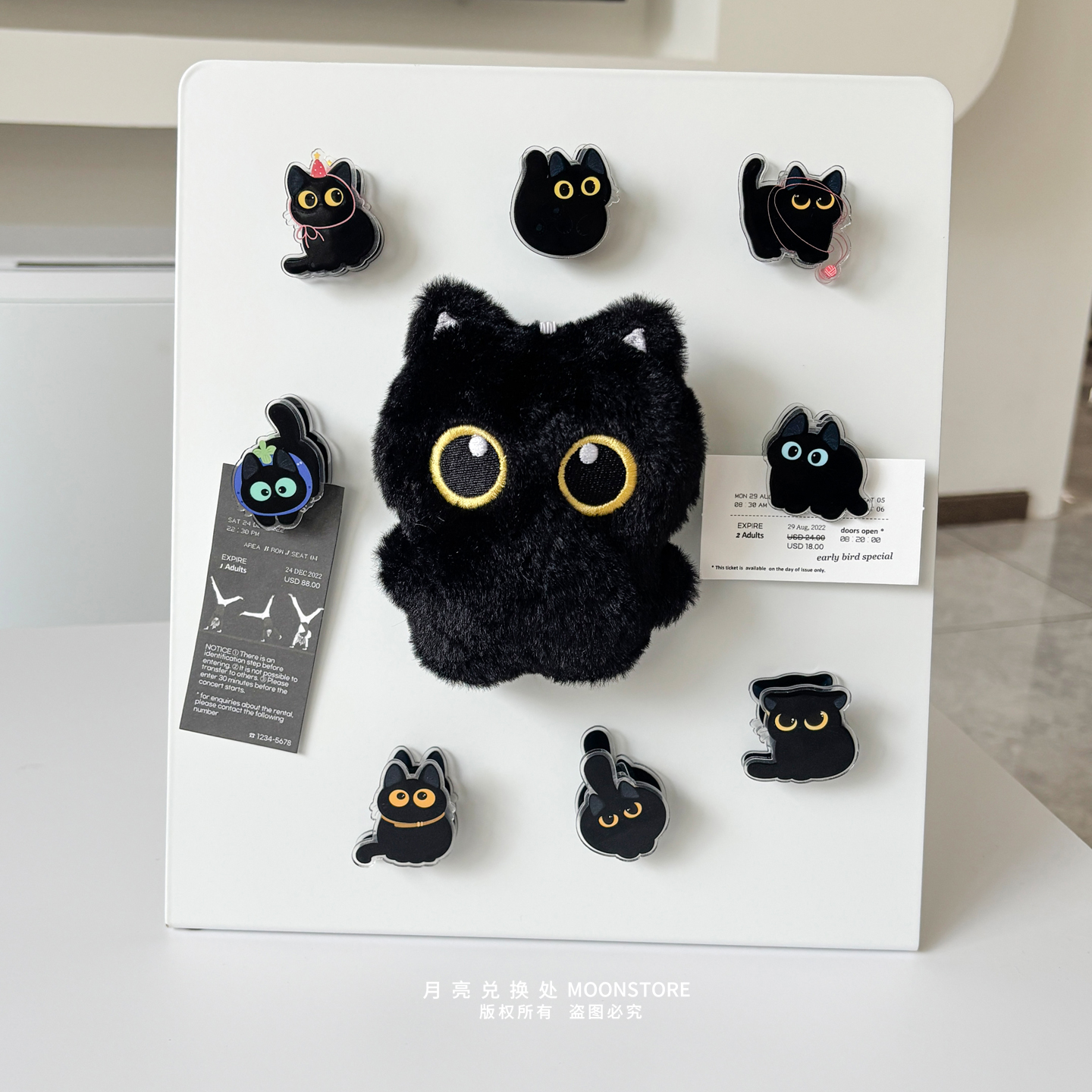 黑猫磁吸夹子冰箱贴亚克力无痕夹