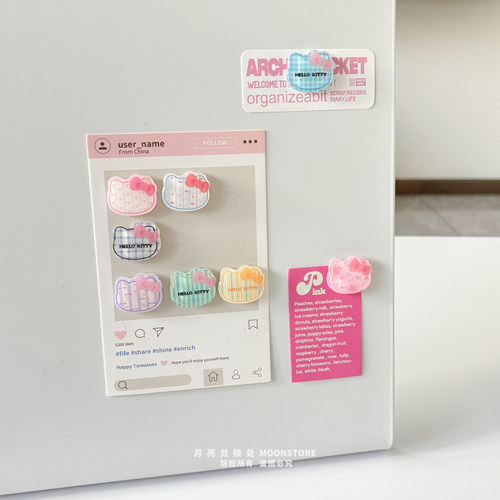 韩国ins清透kitty猫磁吸冰箱贴