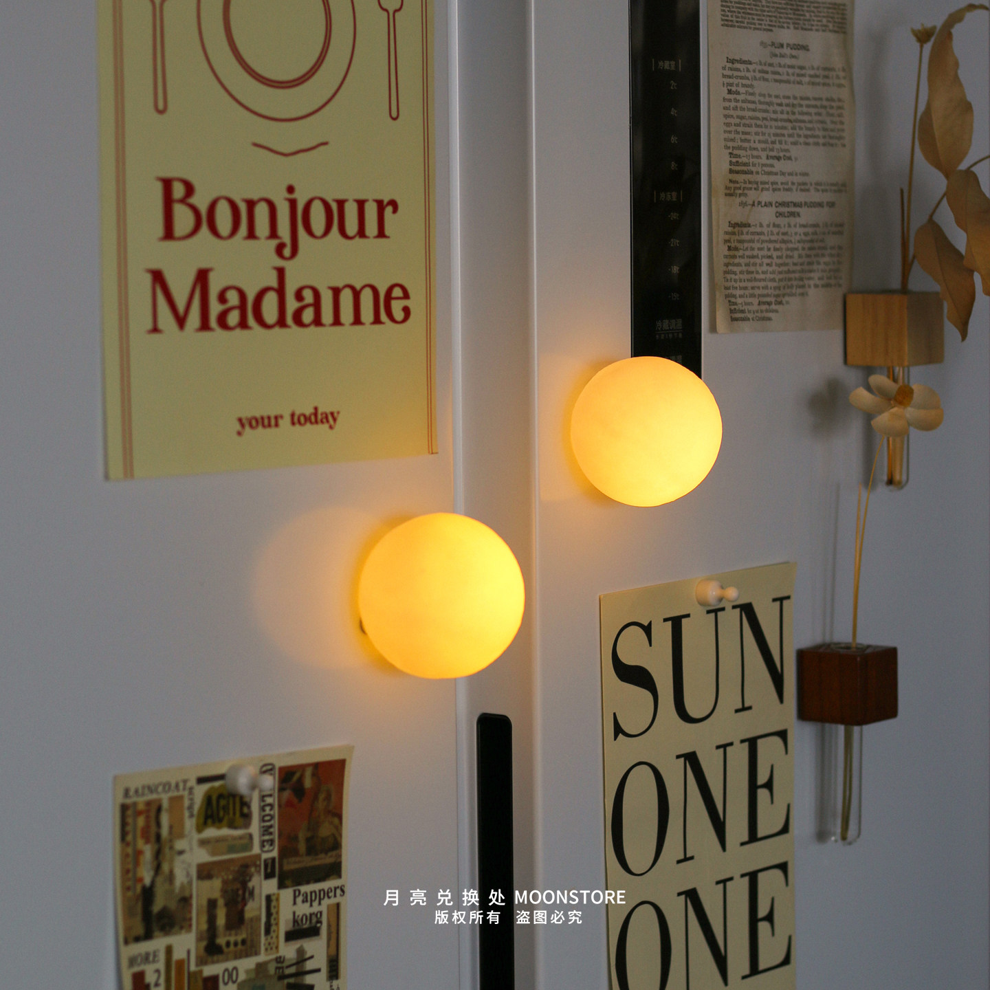 ins氛围感小夜灯磁吸月球灯冰箱贴装饰家居铁皮柜洞洞板入户门,家居饰品,冰箱贴,淘宝优惠券,粉丝福利购,淘宝优惠卷