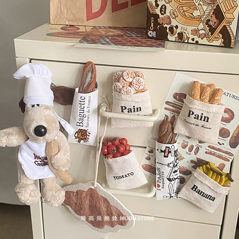 法国麻布袋面包冰箱贴磁吸食玩