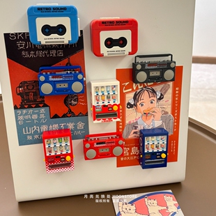 90年代ins复古迷你收音机冰箱贴仿真微缩玩具入户门洞洞板装饰