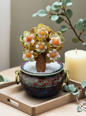 森系小树水晶桌面花器摆件