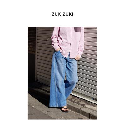 ZUKIZUKI 松弛感双侧线蓝色牛仔阔腿裤 -  Cowboy wide-leg pants
