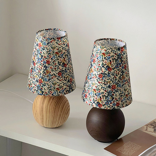 复古陶瓷碎花台灯床头灯中古灯高级感氛围灯客厅卧室高颜值小夜灯