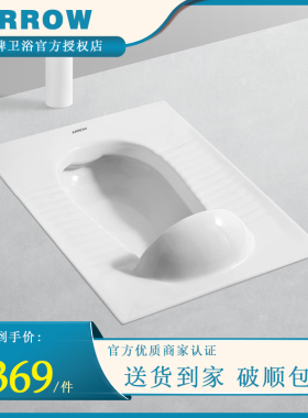 箭牌带前挡头蹲便器防溅水蹲坑档头挡板存水弯防臭蹲厕ALD507GD-1