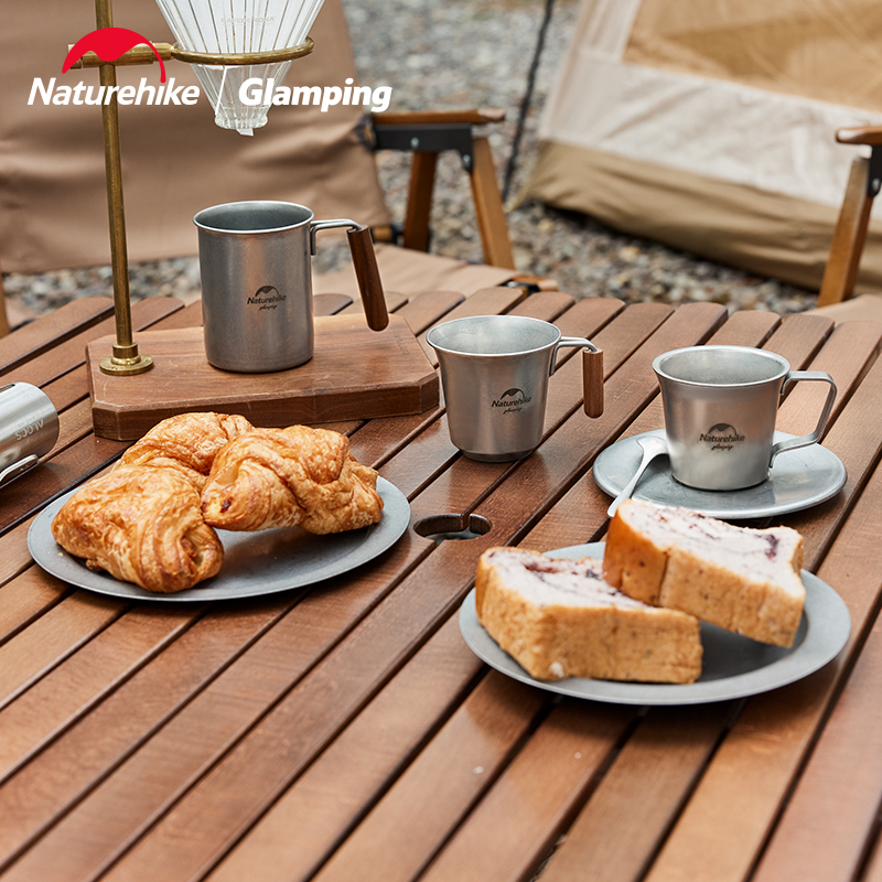 速发ahike挪客不锈钢复古餐具野外露营餐子户外杯盘盘子野炊装备