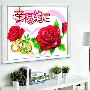 速发绣结婚十字真爱新款玫s瑰卧室客厅幸福约定手工画满钻202