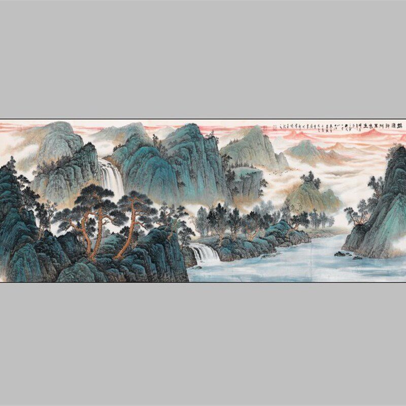 速发锦绣神清高生 山水国画办公客厅装饰画芯象州微喷