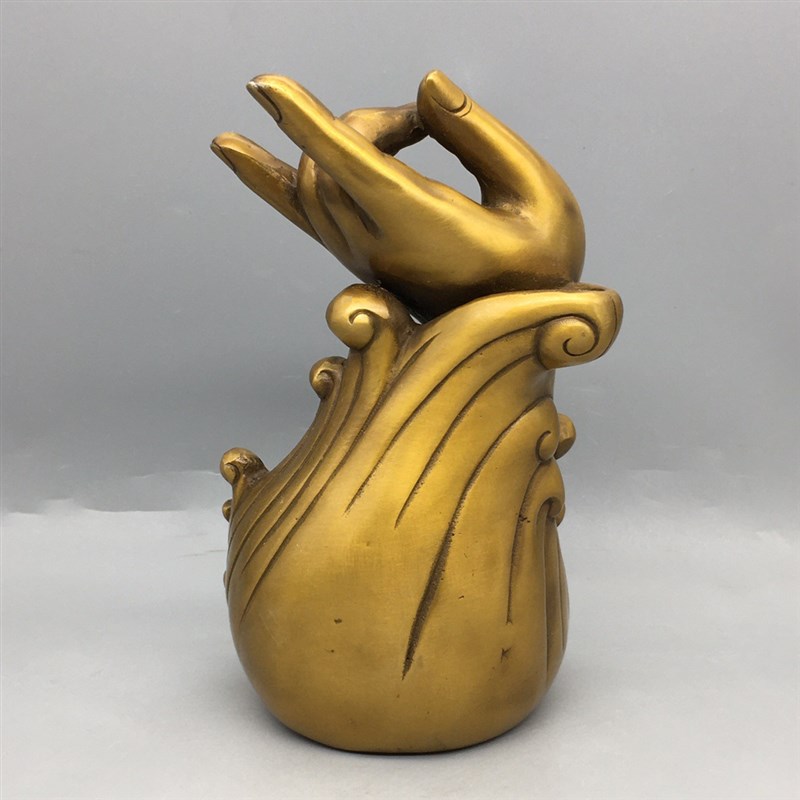 现货速发铜佛手莲花观音香炉倒流香仿古铜器香薰炉家居茶道装饰摆