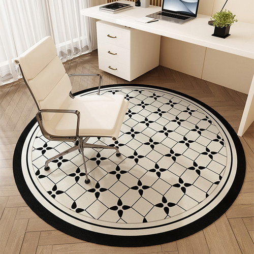 速发圆形地毯耐脏可擦免洗高级感地垫pvc书房桌子下电脑转椅垫子