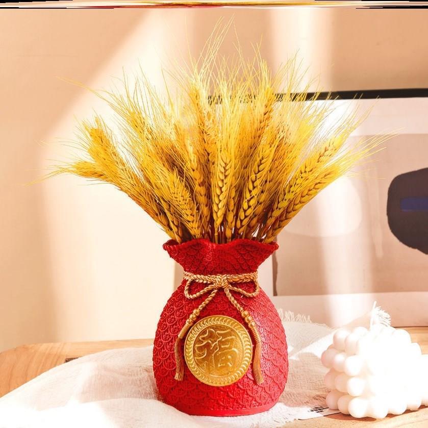 现货速发茶几上摆放的花加花瓶冰箱上面摆的花大盆假花花摆设麦穗