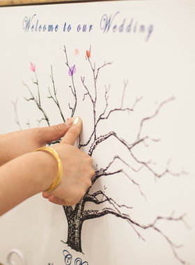 婚礼签到创意框结婚祝福板毕业指纹签到树同学签名台相框画签到画