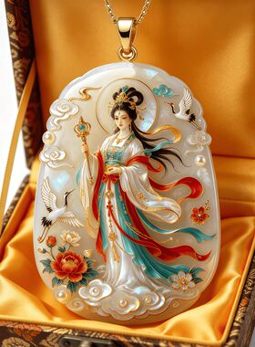 九天玄女双面精雕手工项链吊坠