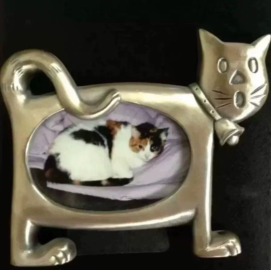 复古猫咪3D银闪相框卡套收纳礼物图片