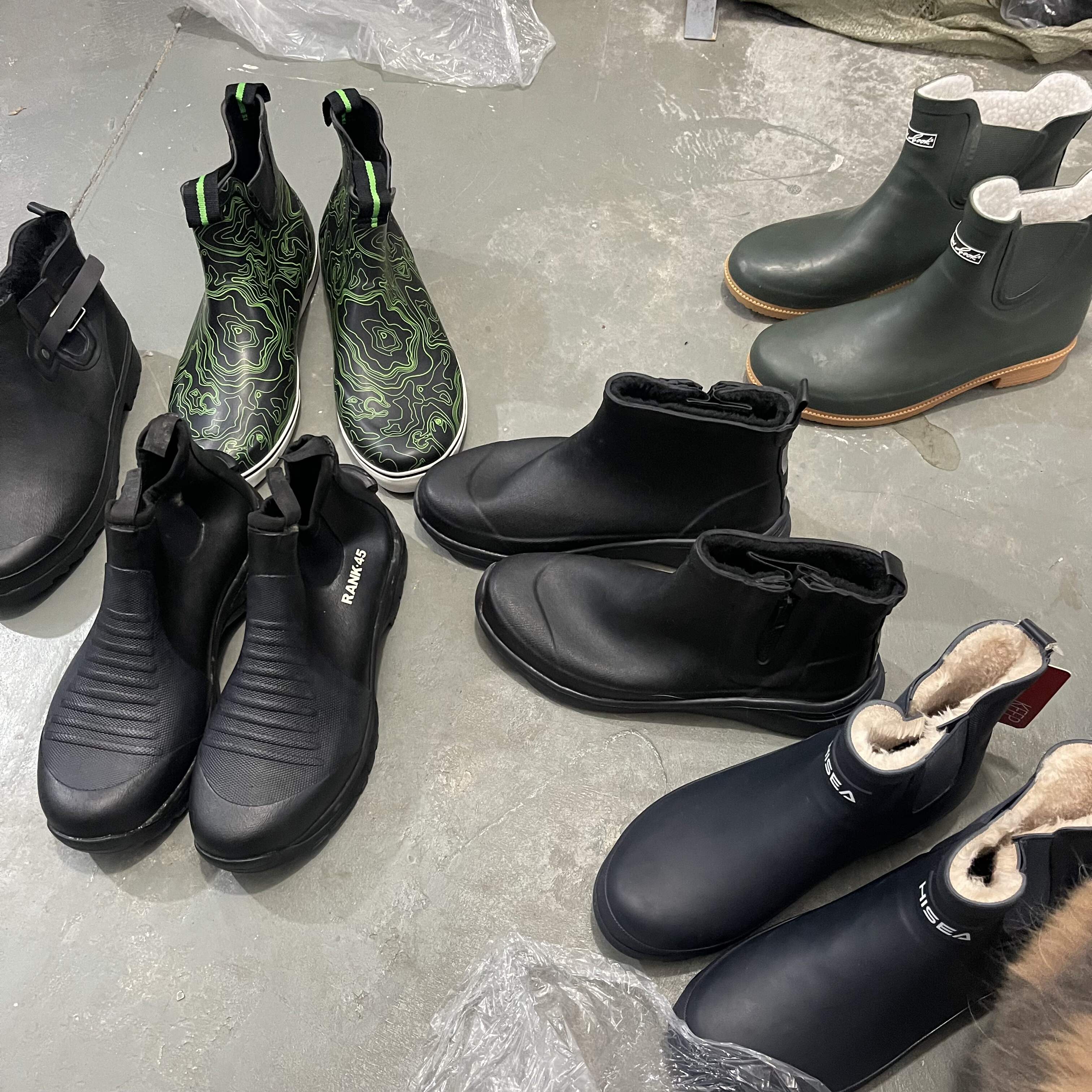 处理男士冬用加大码平底牛布朗保暖防滑雨鞋44/45/46/47码钓鱼