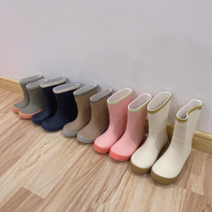 日系浅色小清新中筒外贸橡胶雨鞋 38码 男女儿童学生 亲子款