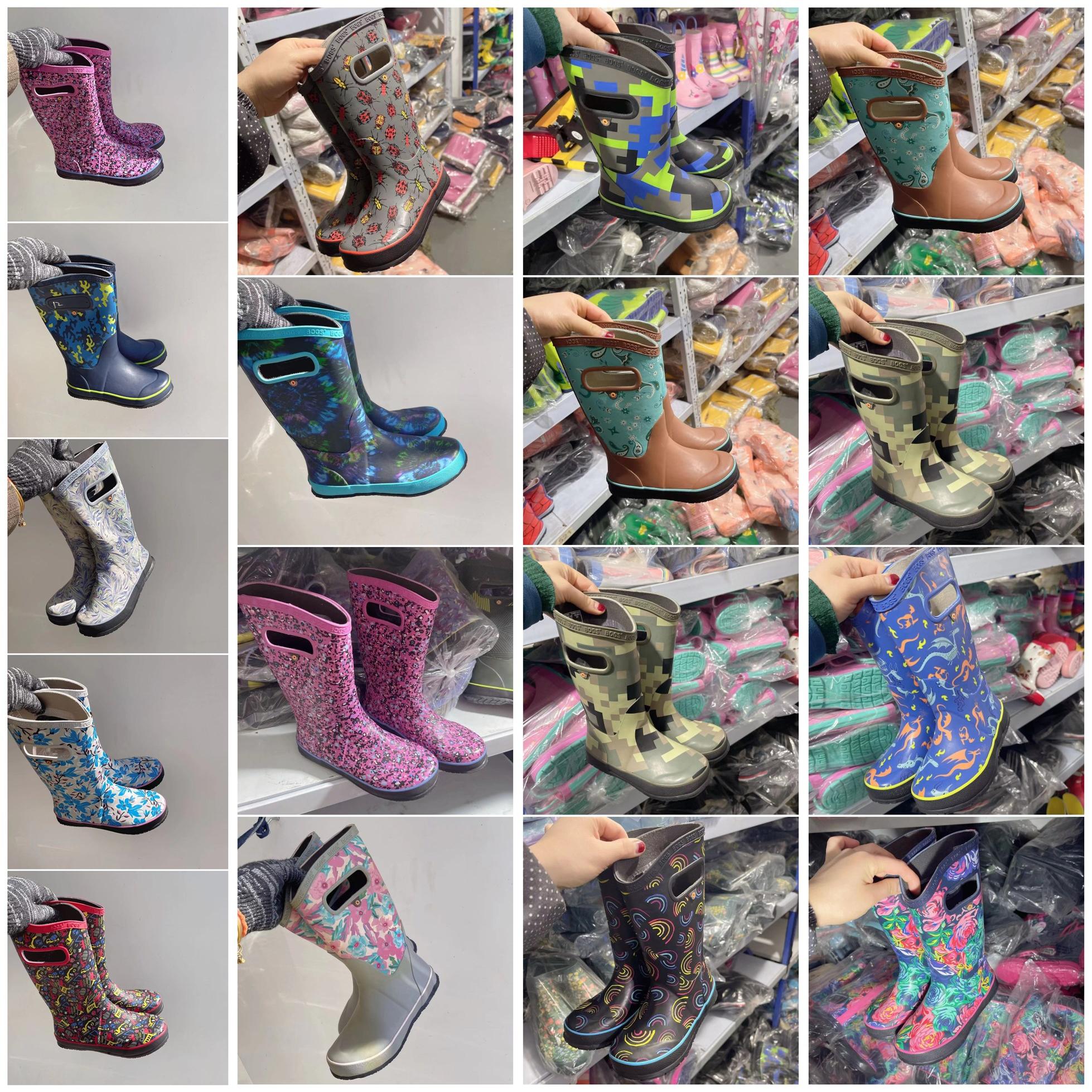 亏本清仓处理男女儿童宝宝中长筒外贸橡胶雨靴微瑕印花卡通雨靴