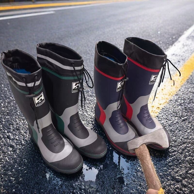 男士39-45码防砸钢头铁头防滑长筒防水橡胶雨鞋防刺穿劳保工作鞋