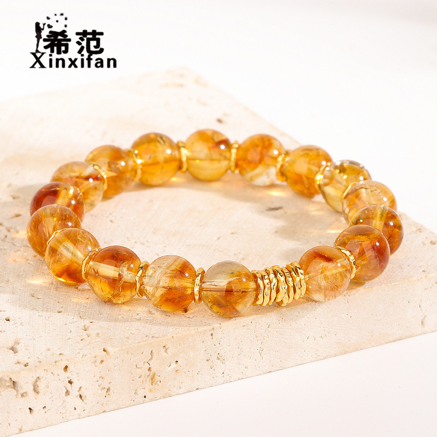 s925纯银盘缠天然黄水晶手链女时尚招财黄啊塞手串暴富闺蜜送礼物