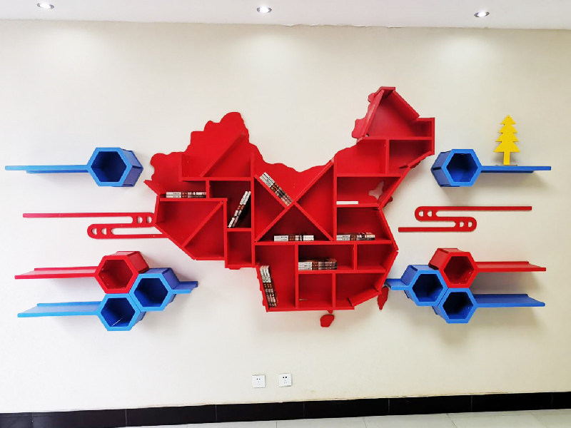 创意书店中国地图造型书架装饰
