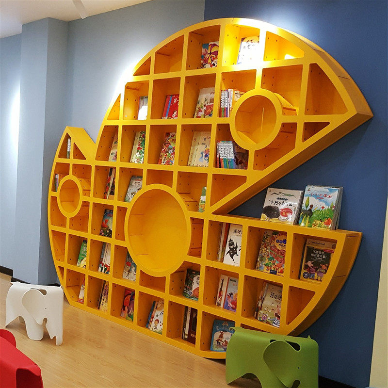 实木鲸鱼书架动物造型壁饰幼儿园