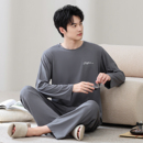 薄款 睡衣春秋款 长袖 长裤 2025年新款 休闲外穿家居服套装 莫代尔男士