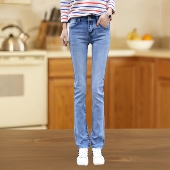 女弹力2026新款 女式 显瘦百搭梨型身材烟管裤 中腰直筒牛仔裤 春夏裤