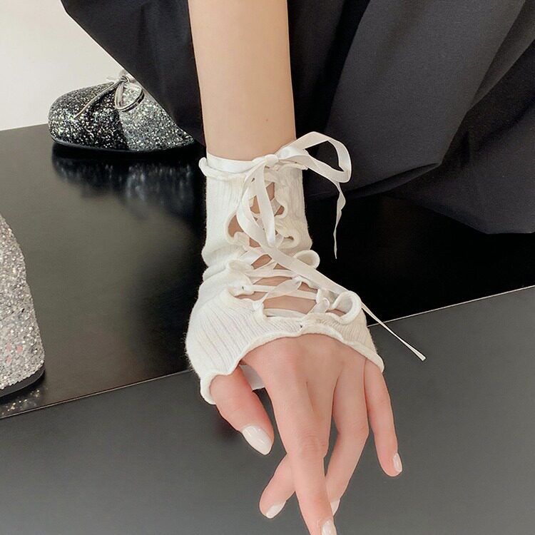 原宿风小众y2k袖套性感洋气diy绑带手袖jk露指cos手套薄夏