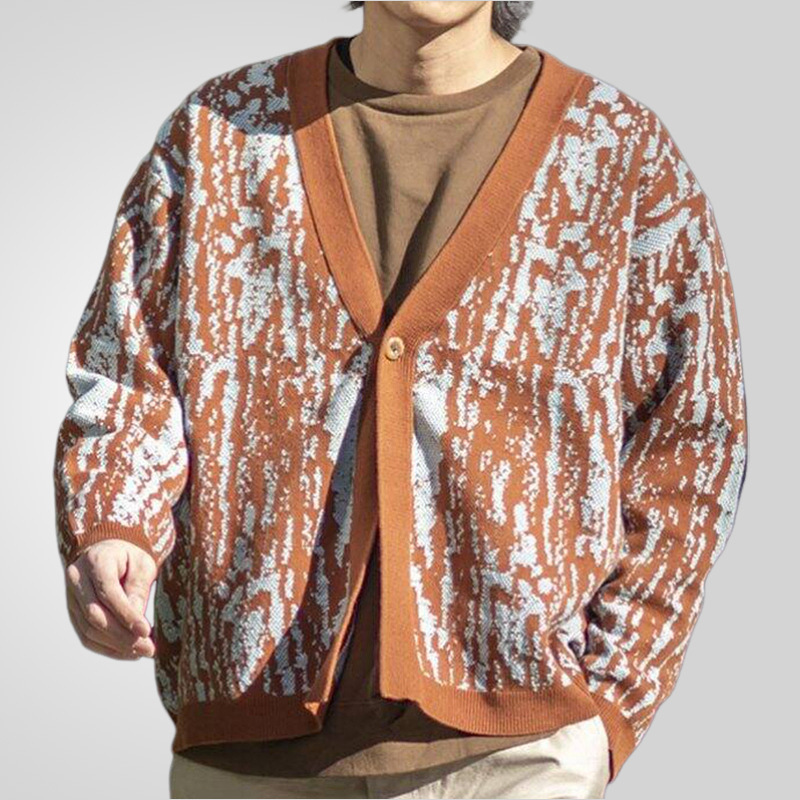 Young men's jacquard knitted cardigans青年男士秋提花针织开衫