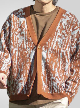 Young men's jacquard knitted cardigans青年男士秋提花针织开衫